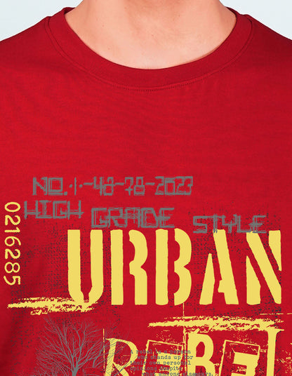 Nusyl Red Urban rebel Printed oversized t-shirt