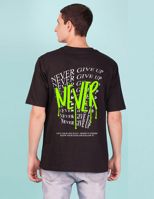 Nusyl Black Never give up back Printed oversized t-shirt