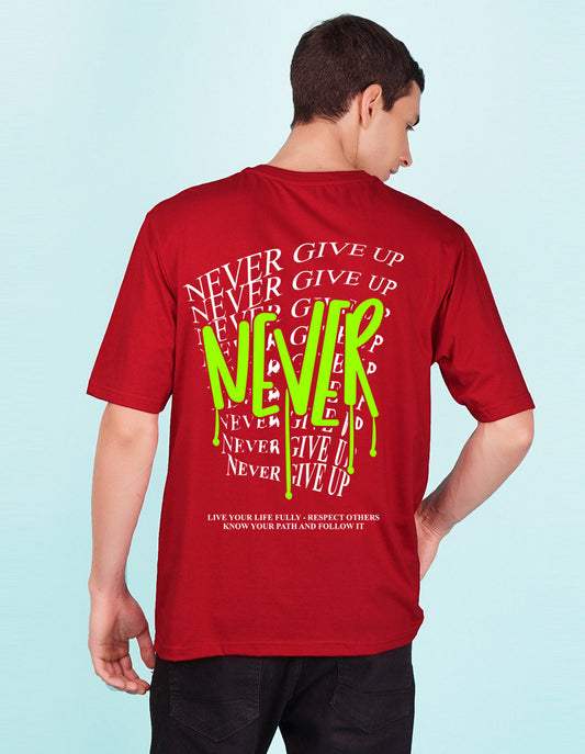Nusyl Red Never give up back Printed oversized t-shirt