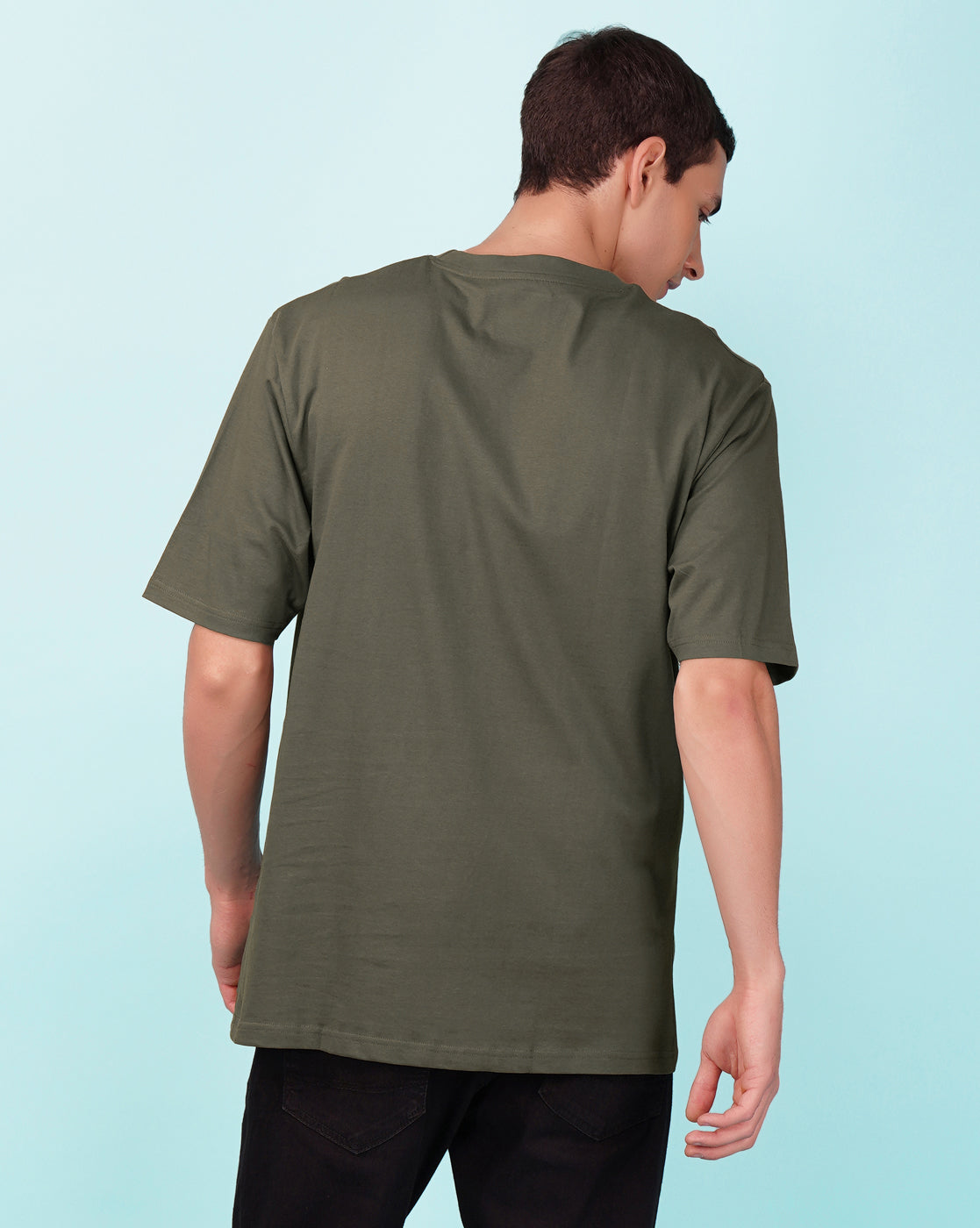 Nusyl Olive Text Printed oversized t-shirt