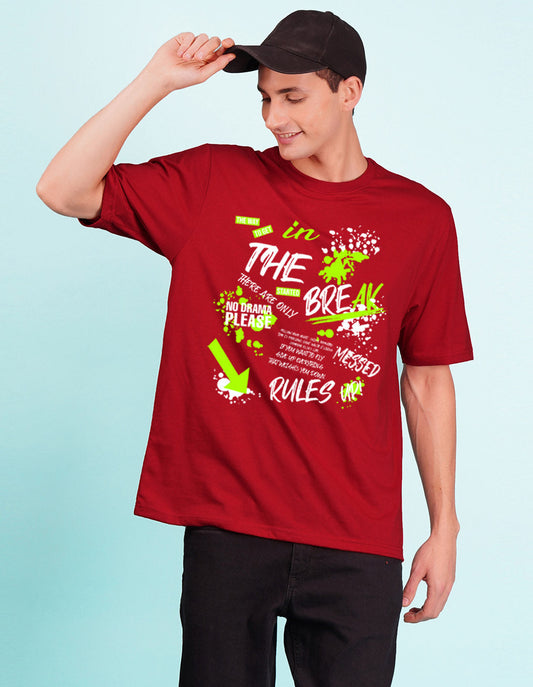 Nusyl Red Text Printed oversized t-shirt