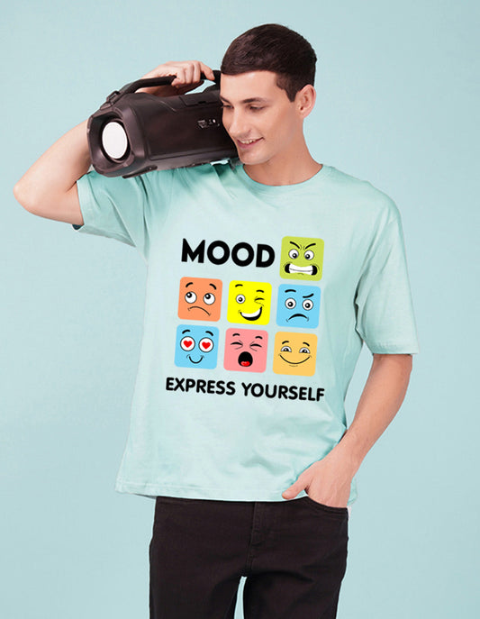 Nusyl Powder Blue Mood Printed oversized t-shirt