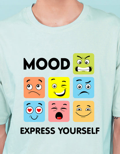 Nusyl Powder Blue Mood Printed oversized t-shirt