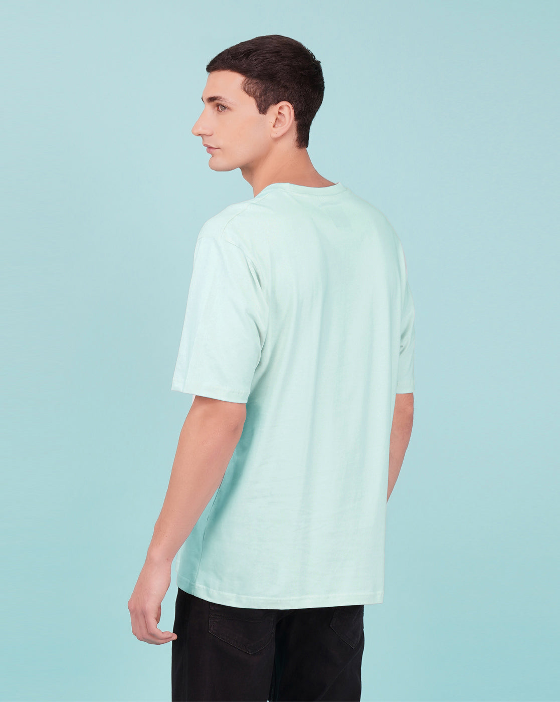 Nusyl Powder Blue Abstract Printed oversized t-shirt