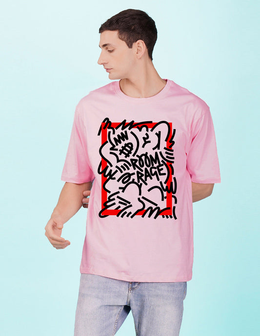 Nusyl Light Pink Abstract Printed oversized t-shirt