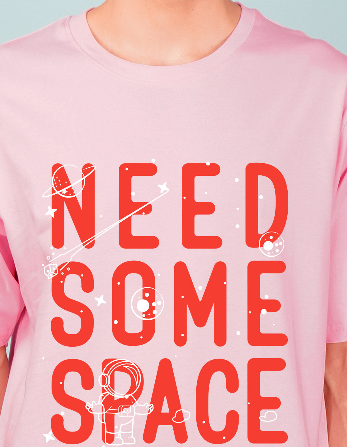 Nusyl Light Pink Need some space Printed oversized t-shirt