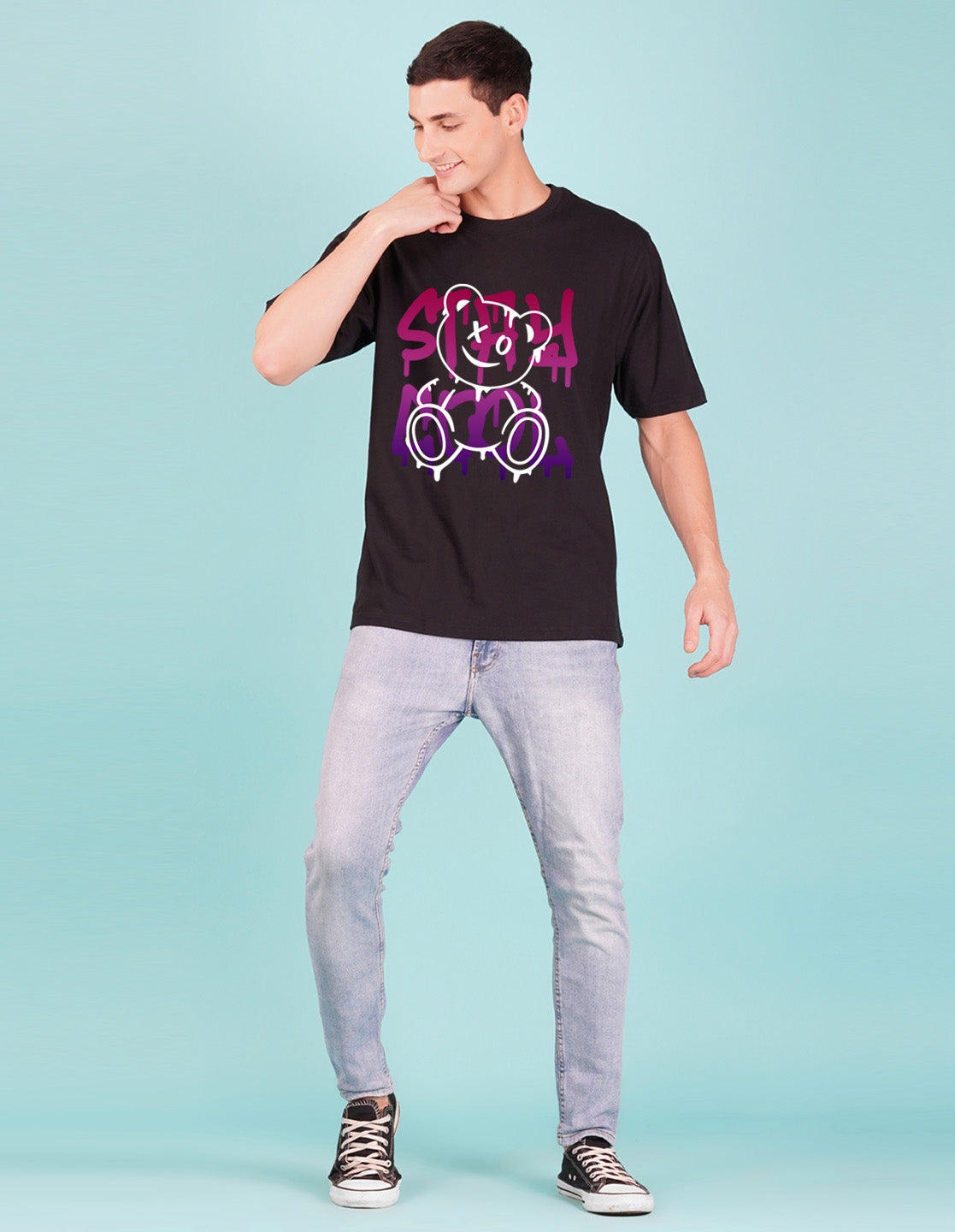 Nusyl Black Stay cool Printed oversized t-shirt