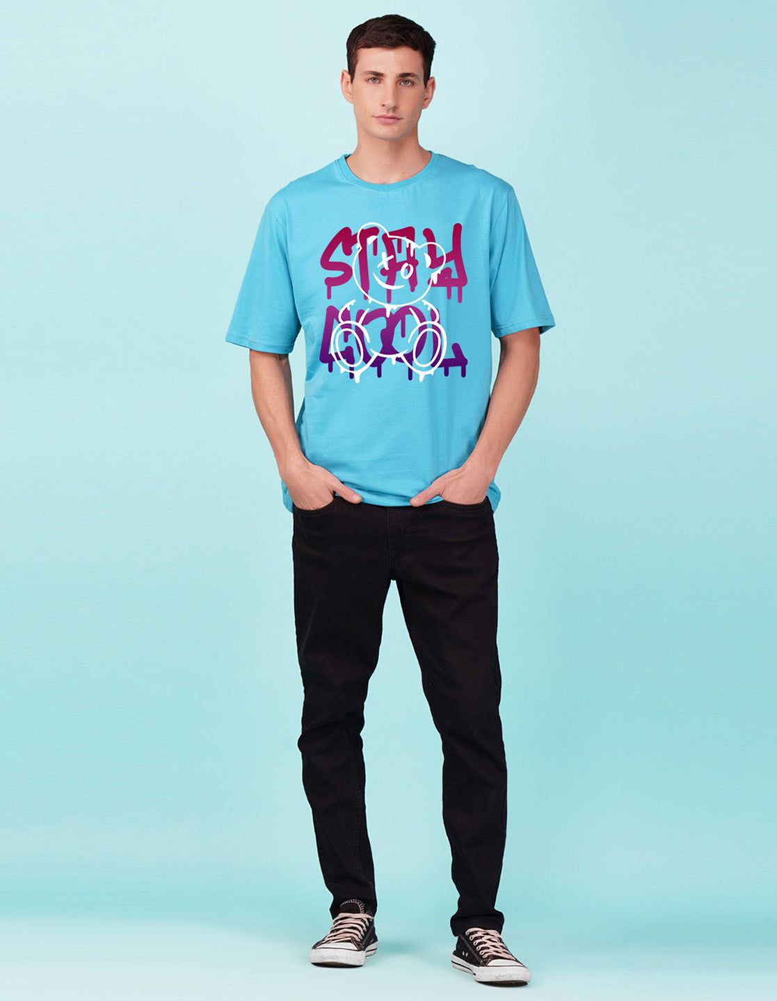 Nusyl Sky Blue Stay cool Printed oversized t-shirt