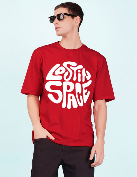 Nusyl Red Lost in space Printed oversized t-shirt