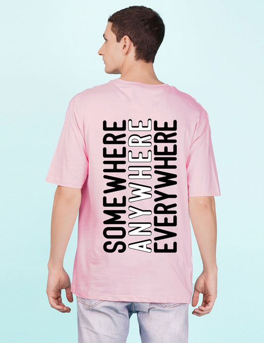 Nusyl Light Pink Text back Printed oversized t-shirt