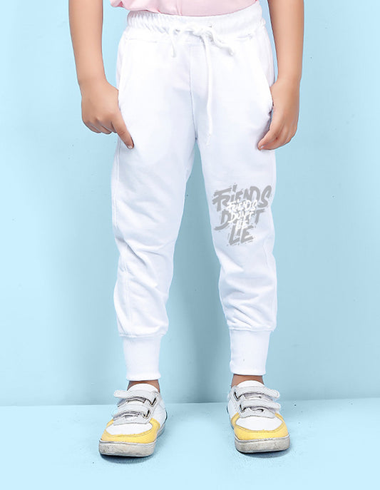 Nusyl white friends printed kids unisex track pants