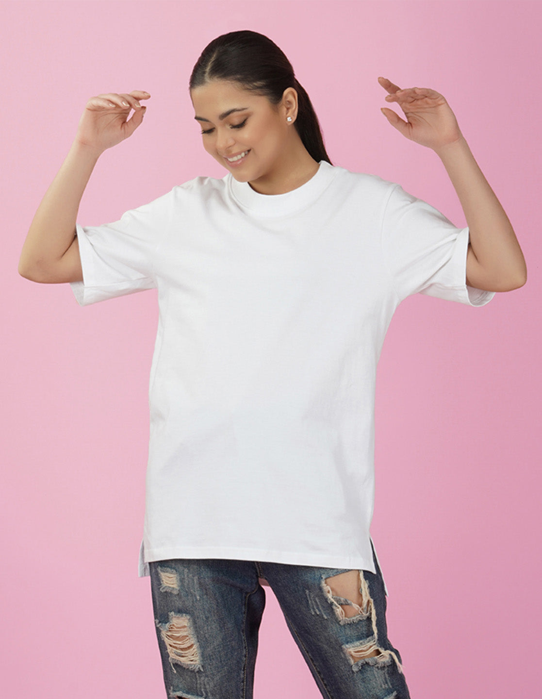 Nusyl Women White Explore print oversized t-shirt