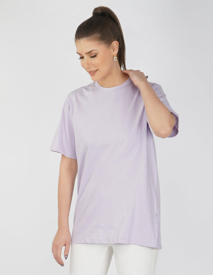 Nusyl Women Lilac Explore print oversized t-shirt