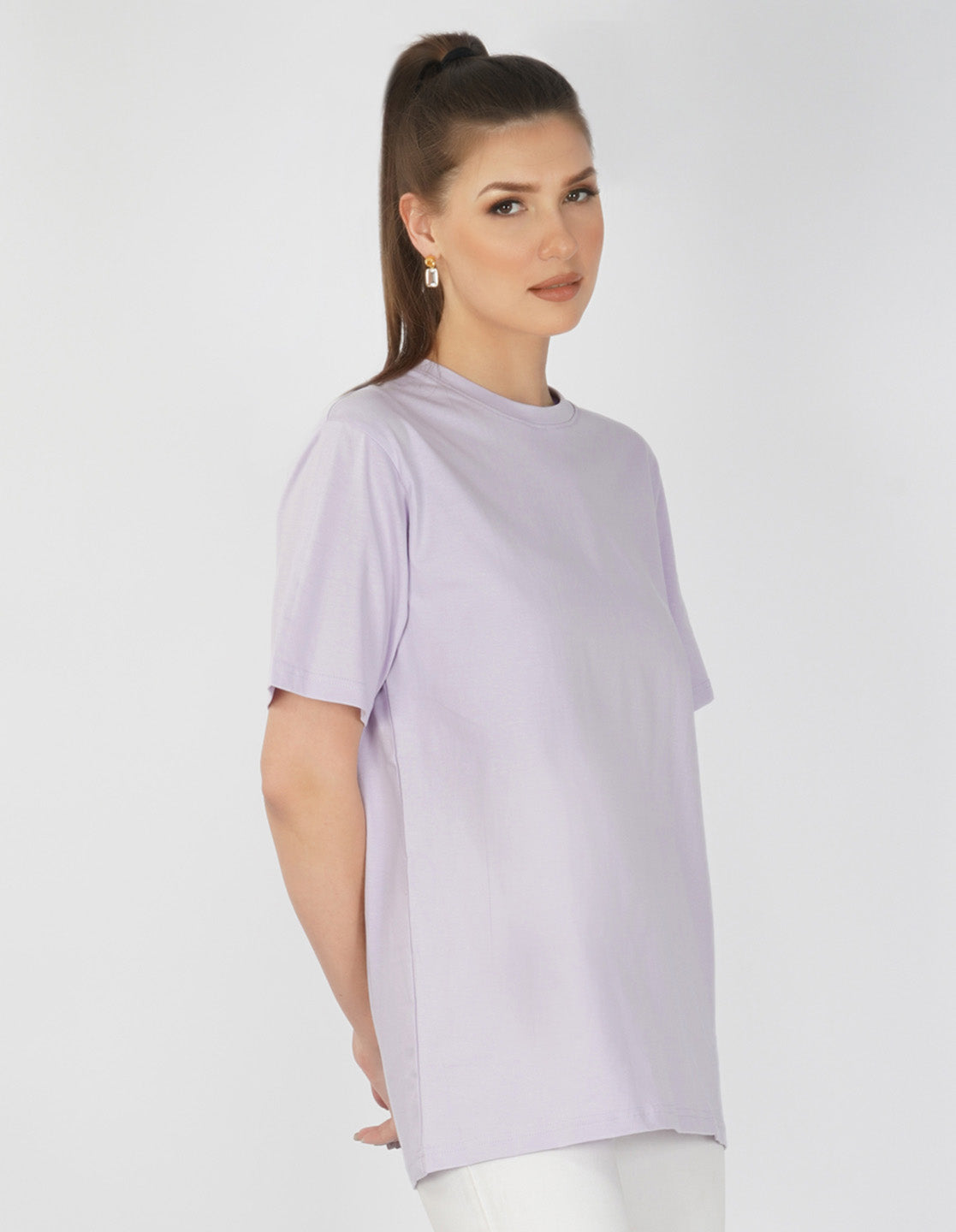 Nusyl Women Lilac Explore print oversized t-shirt