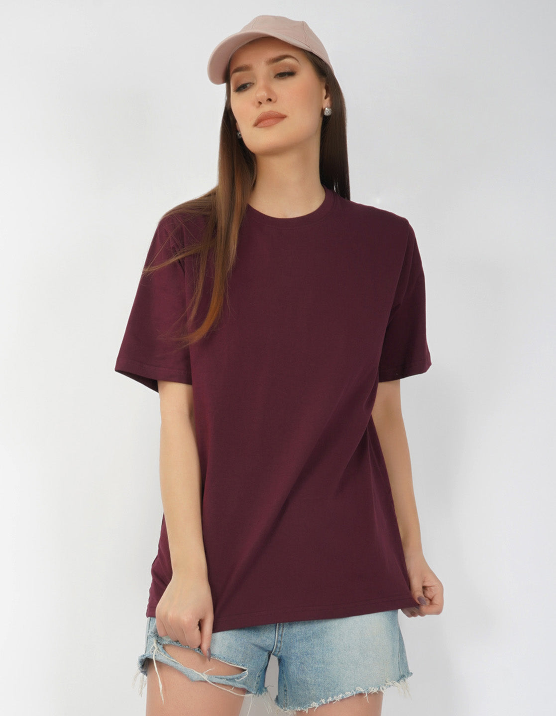 Nusyl Women Wine Text print oversized t-shirt