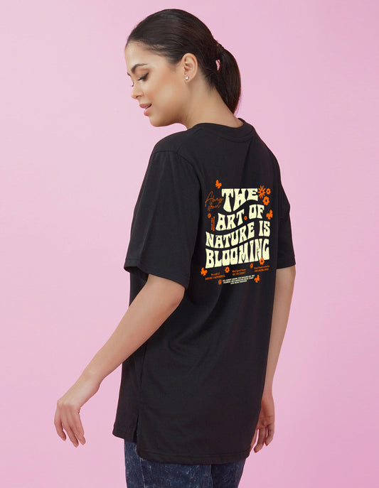 Nusyl Women Black Text print oversized t-shirt