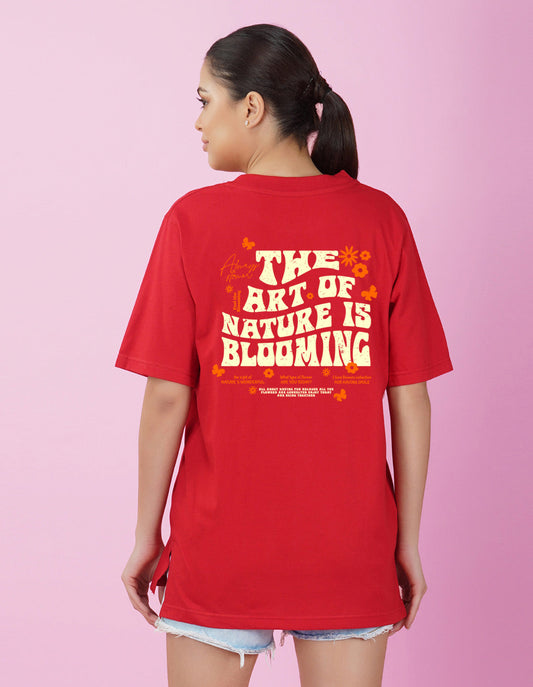 Nusyl Women Red Text print oversized t-shirt