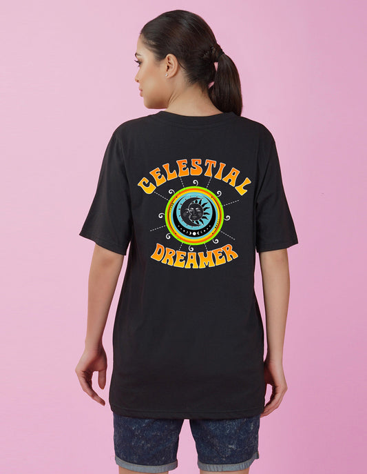 Nusyl Women Black Celestial dreamer print oversized t-shirt