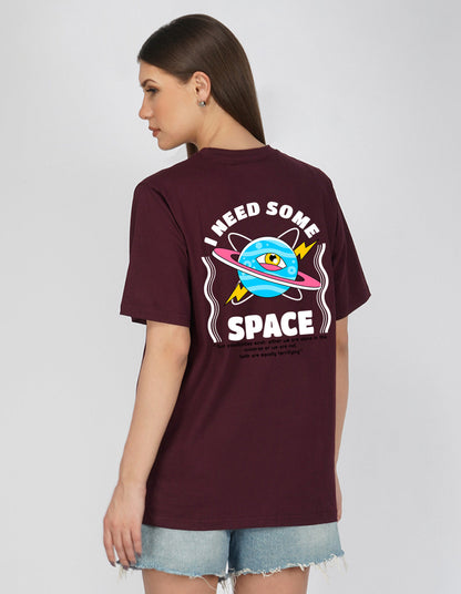 Nusyl Women Wine Space print oversized t-shirt