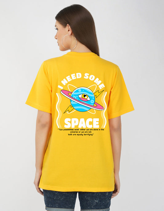 Nusyl Women Yellow Space print oversized t-shirt