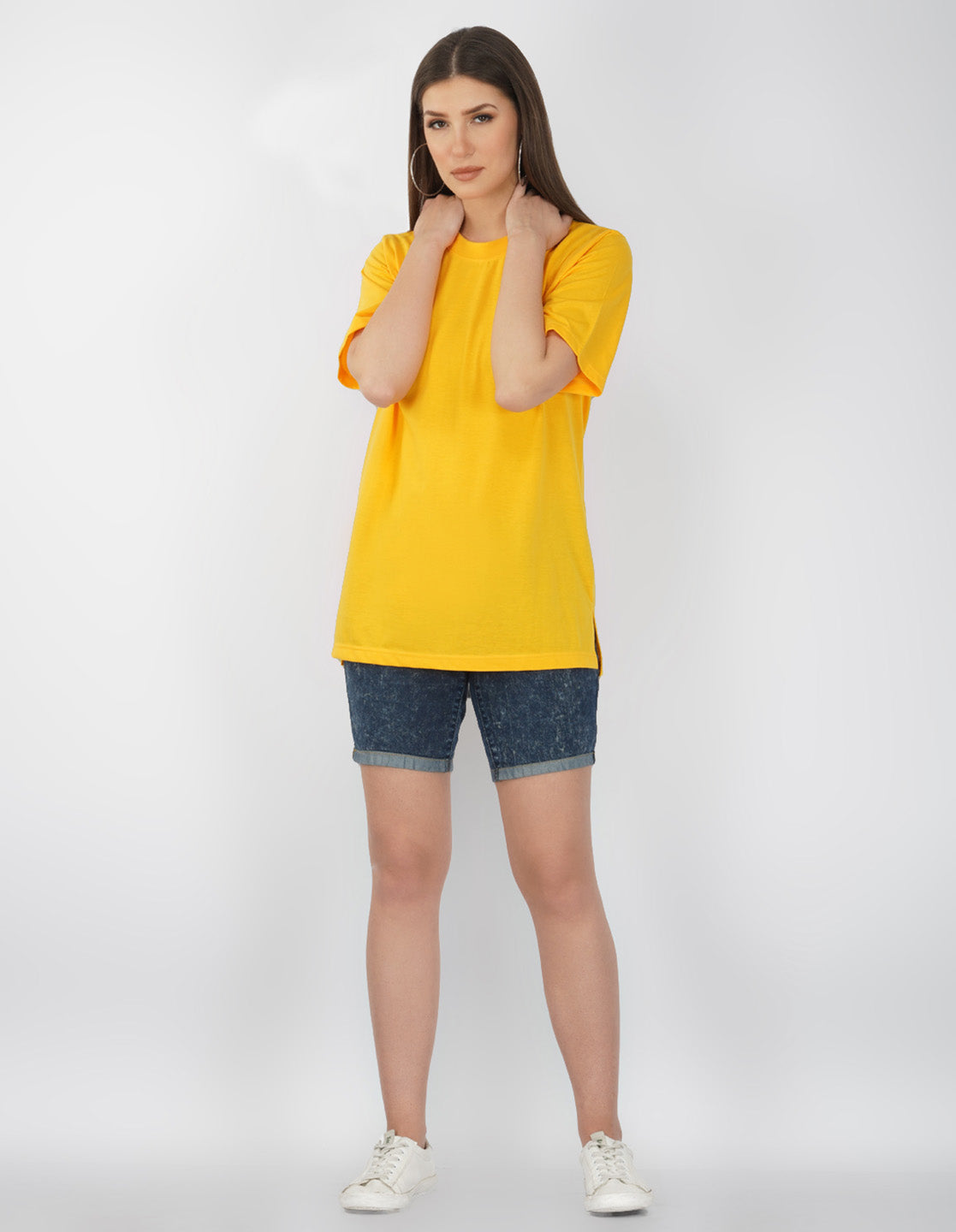 Nusyl Women Yellow Space print oversized t-shirt