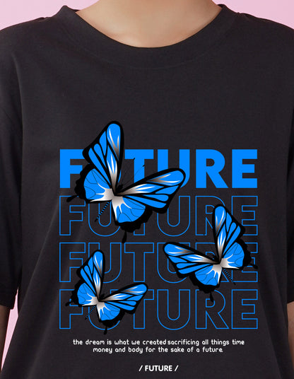 Nusyl Women Black Future Print oversized t-shirt