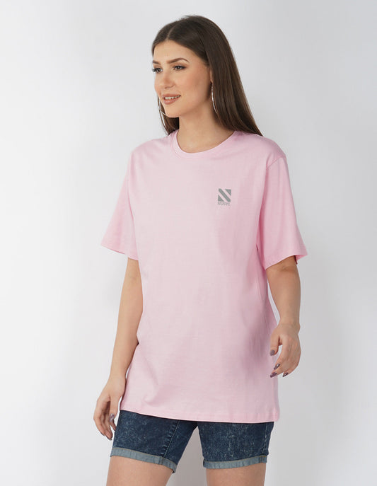 Nusyl Women Light Pink Logo Print oversized t-shirt