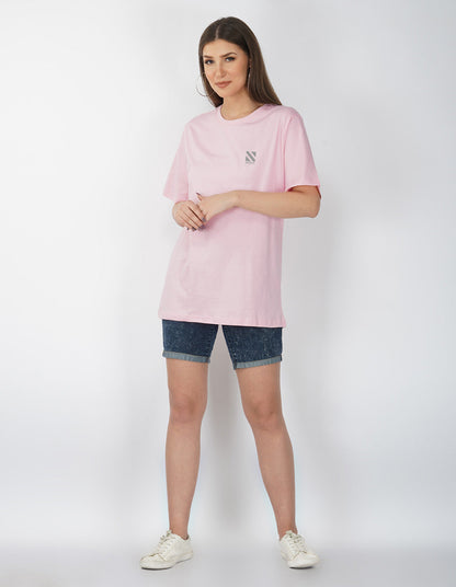 Nusyl Women Light Pink Logo Print oversized t-shirt