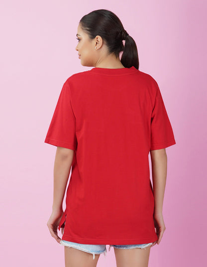 Nusyl Women Red Logo Print oversized t-shirt