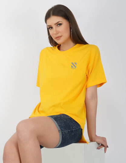 Nusyl Women Yellow Logo Print oversized t-shirt