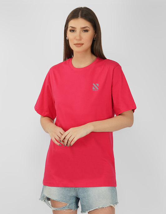 Nusyl Women Hot Pink Logo Print oversized t-shirt