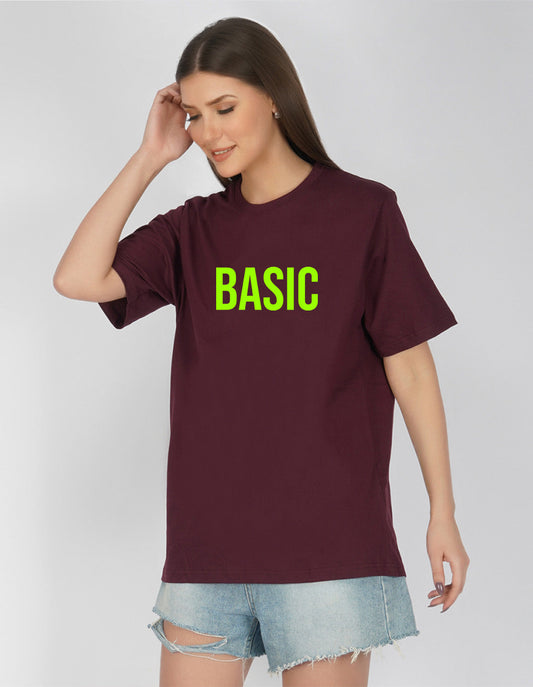 Nusyl Women Wine Basic print oversized t-shirt