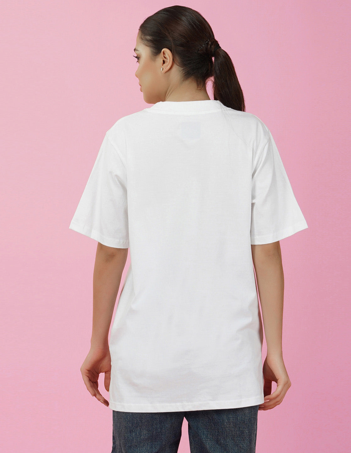 Nusyl Women White Believe oversized t-shirt
