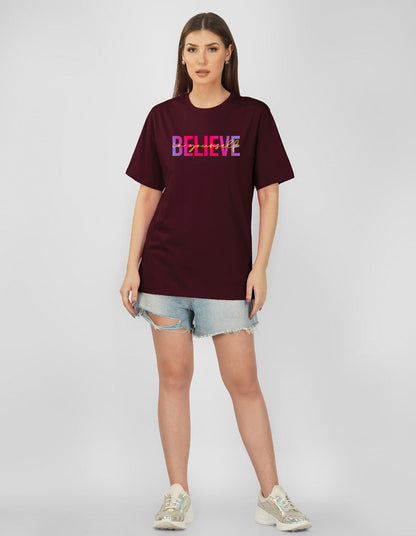 Nusyl Women Wine Believe oversized t-shirt