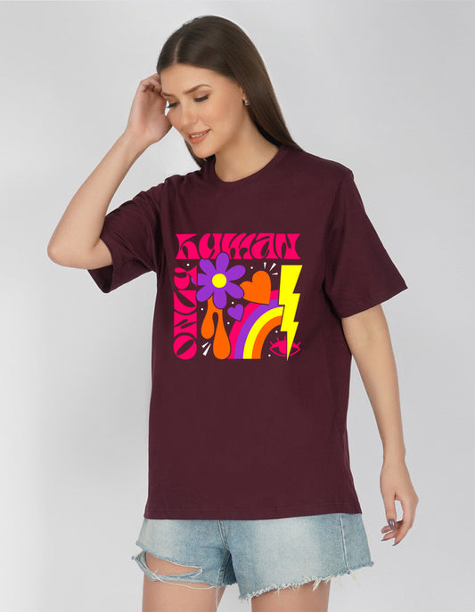 Nusyl Women Wine Abstract pint oversized t-shirt