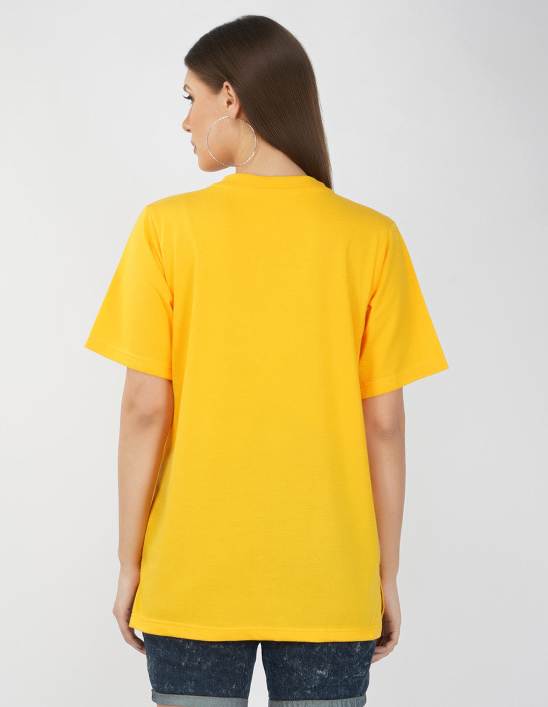 Nusyl Women Yellow Abstract pint oversized t-shirt