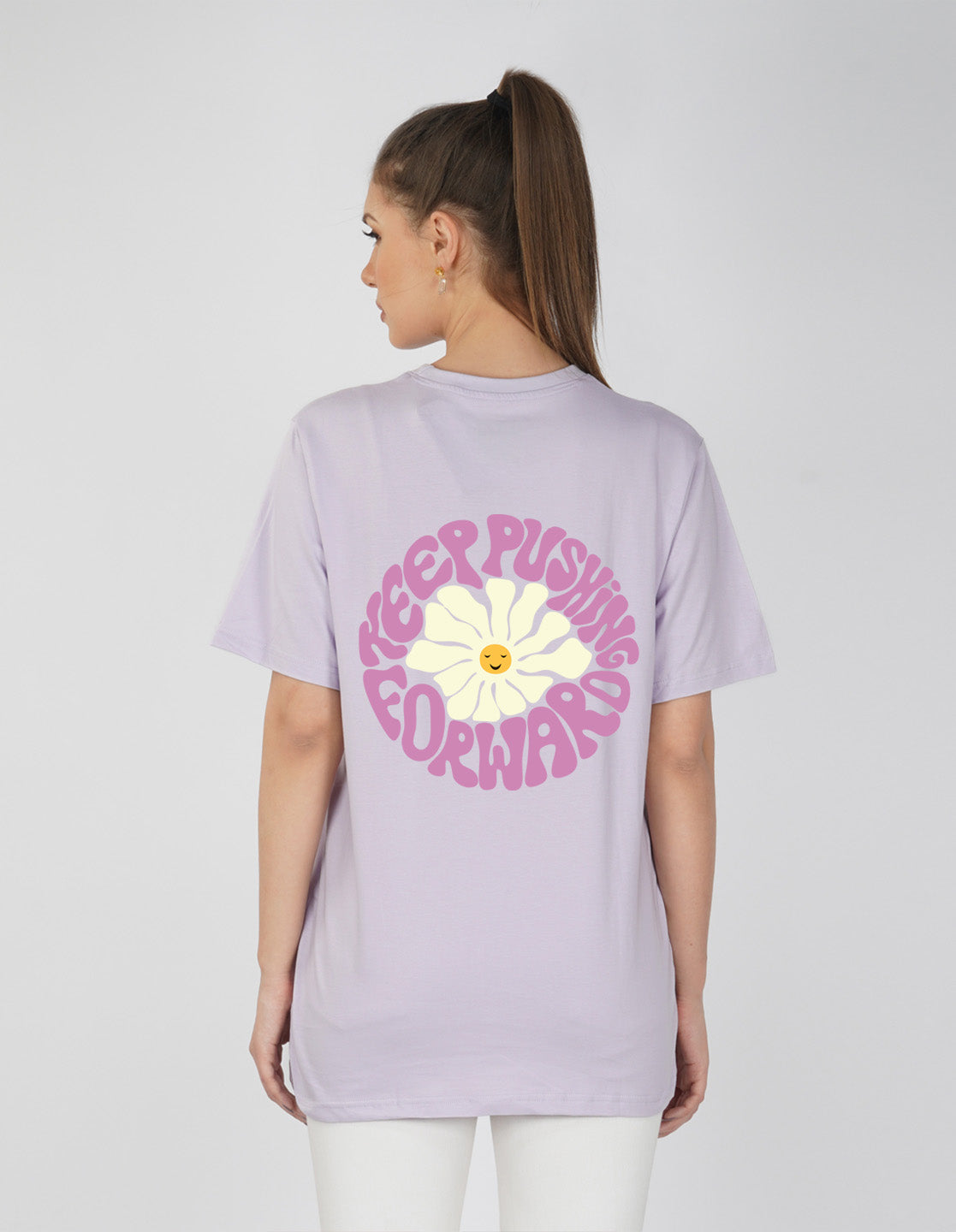 Nusyl Women Lilac Flower print oversized t-shirt