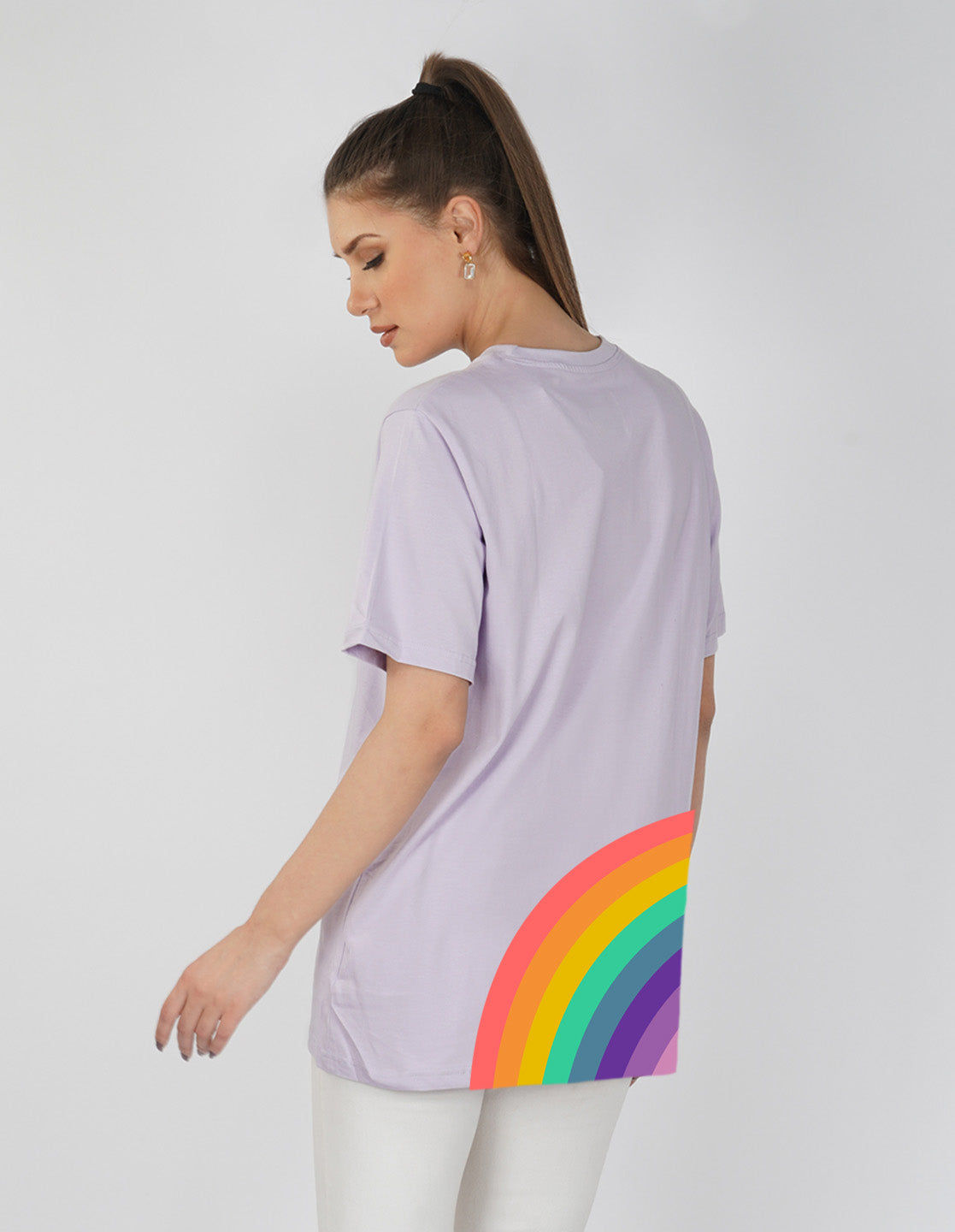 Nusyl Women Lilac Rainbow pint oversized t-shirt