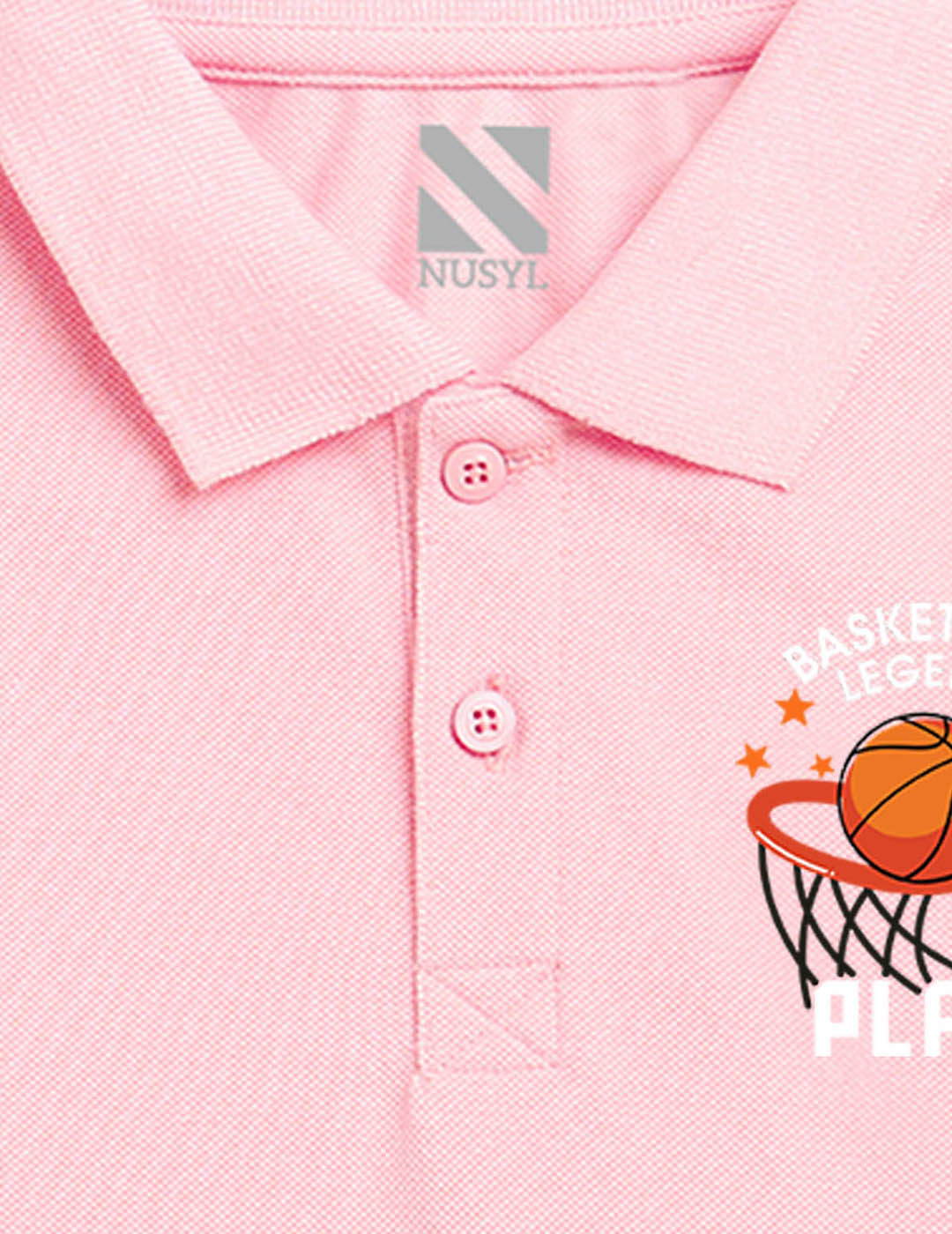 Nusyl Basket ball Printed Peach Boys polo T-shirts