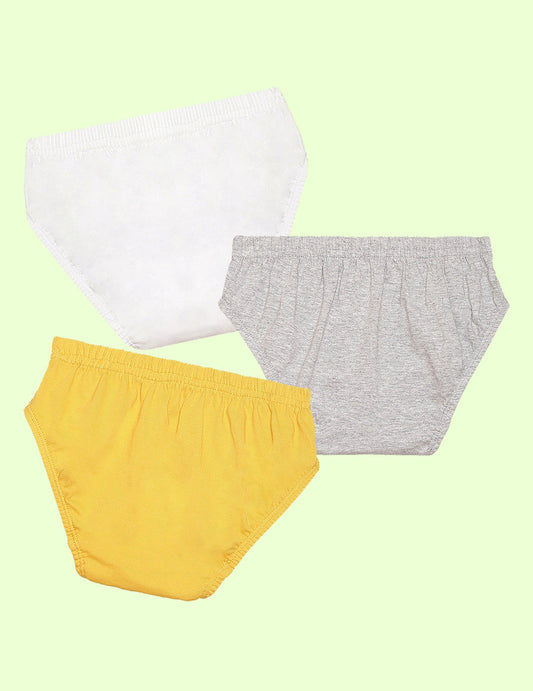 Nusyl Boys solid briefs combo-pack of 3 (White,Grey,Yellow)