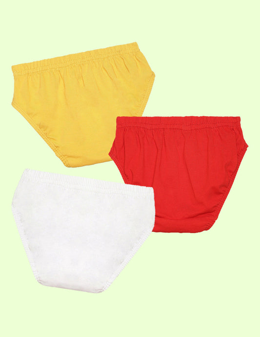 Nusyl Boys solid briefs combo-pack of 3 (Yellow,Red,White)