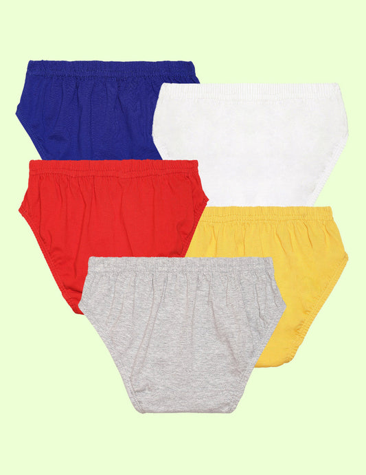 Nusyl Boys solid briefs combo-pack of 5 (Yellow,Royal Blue,White,Red,Grey)