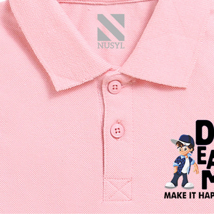 Nusyl Dream & Make It Happen Text Printed Peach Infants Polo T-shirt