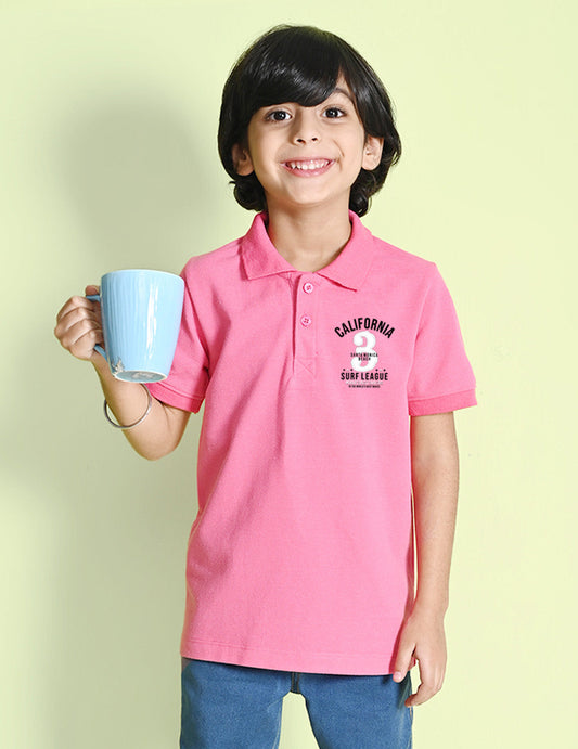 Nusyl California Printed Bubblegum pink Boys polo T-shirts