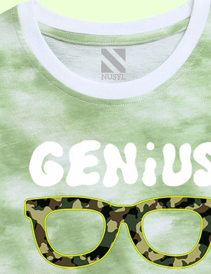 Nusyl girls green genius printed tie & dye tshirt.