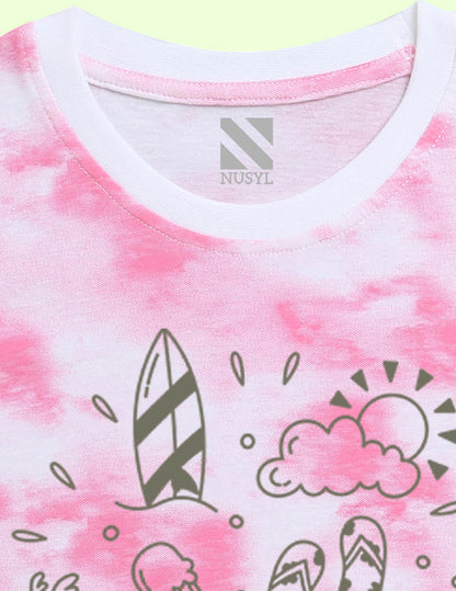 Nusyl girls pink summer printed tie & dye tshirt.
