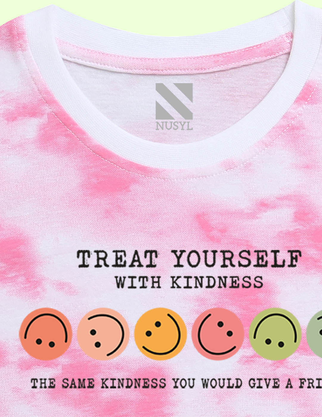 Nusyl girls pink smilies printed tie & dye tshirt.