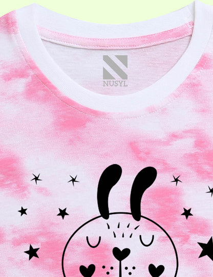 Nusyl girls pink little dreamer printed tie & dye tshirt.