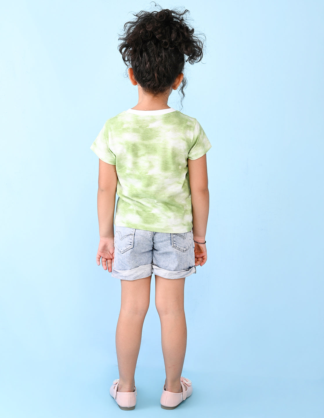 Nusyl girls green have fun printed tie & dye tshirt.