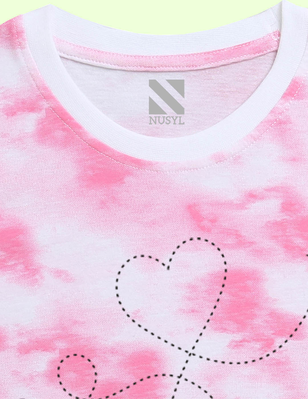 Nusyl girls pink travel mood printed tie & dye tshirt.